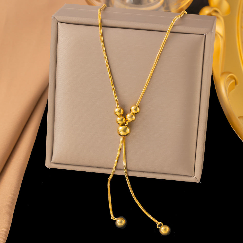 Embossed Blade Chain Woven Clavicle Tassel Necklaces