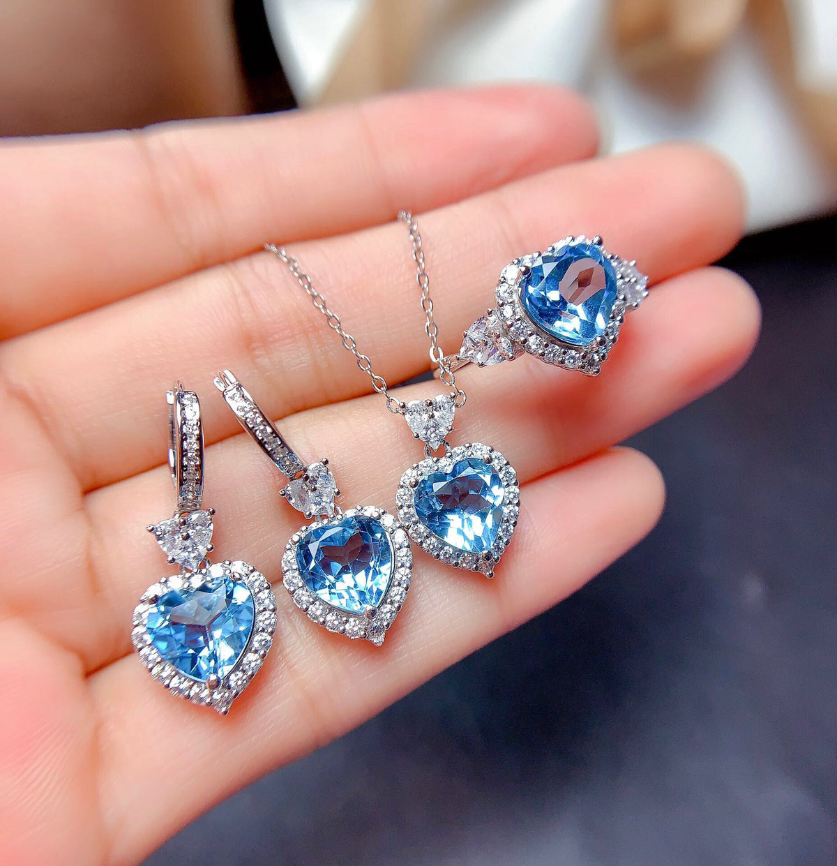 Natural Blue Switzerland Topaz Eardrop Mozambique Rings