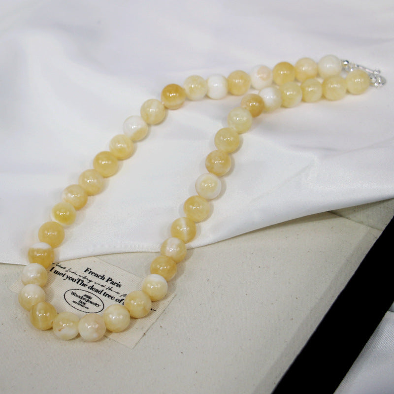 Red Huang Round Beads Niche High-grade Light Necklaces