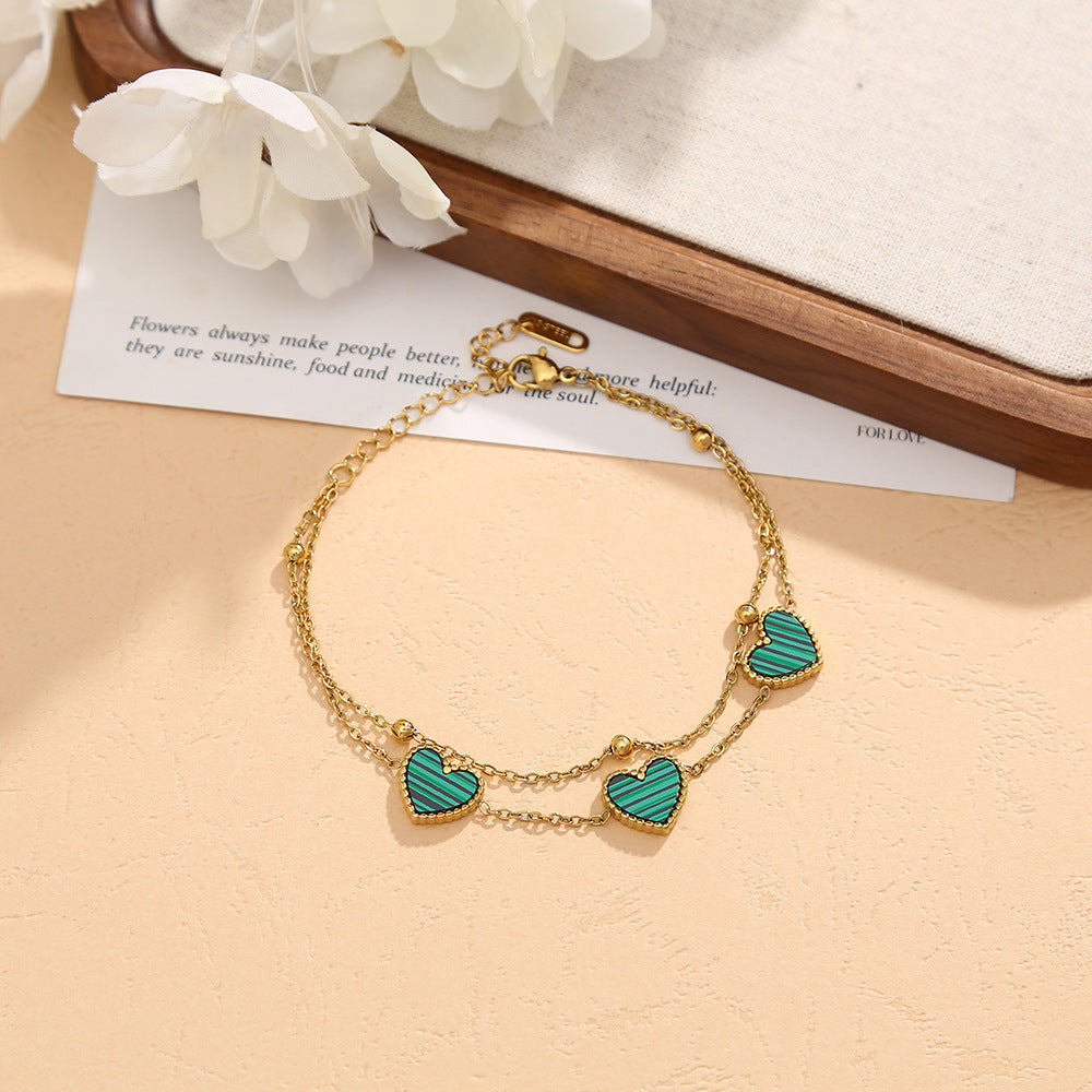 Women's Heart Titanium Steel High-grade Peach Couple Bracelet