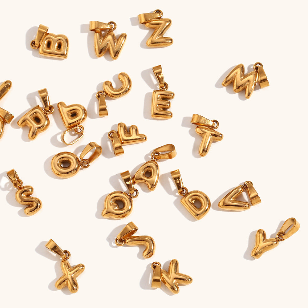 Bubble English Stainless Steel Gold Plated Pendant