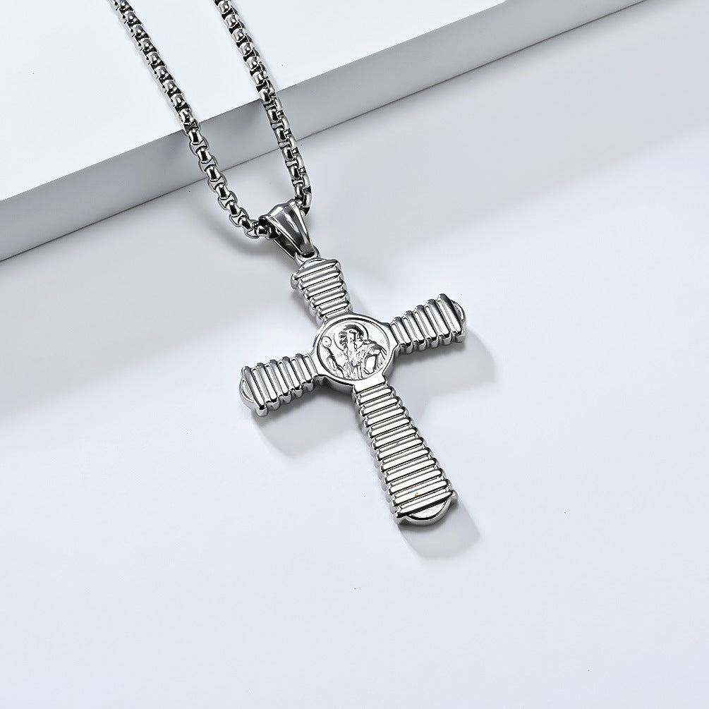 Benedict Exorcist Titanium Steel Cross Personality Retro Body Protector Pendants