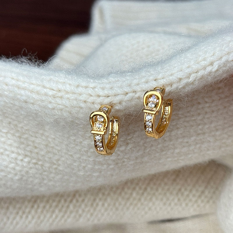 Inlaid Zircon Circle Ear Clip Female Niche Personality Unique Fashion Earrings