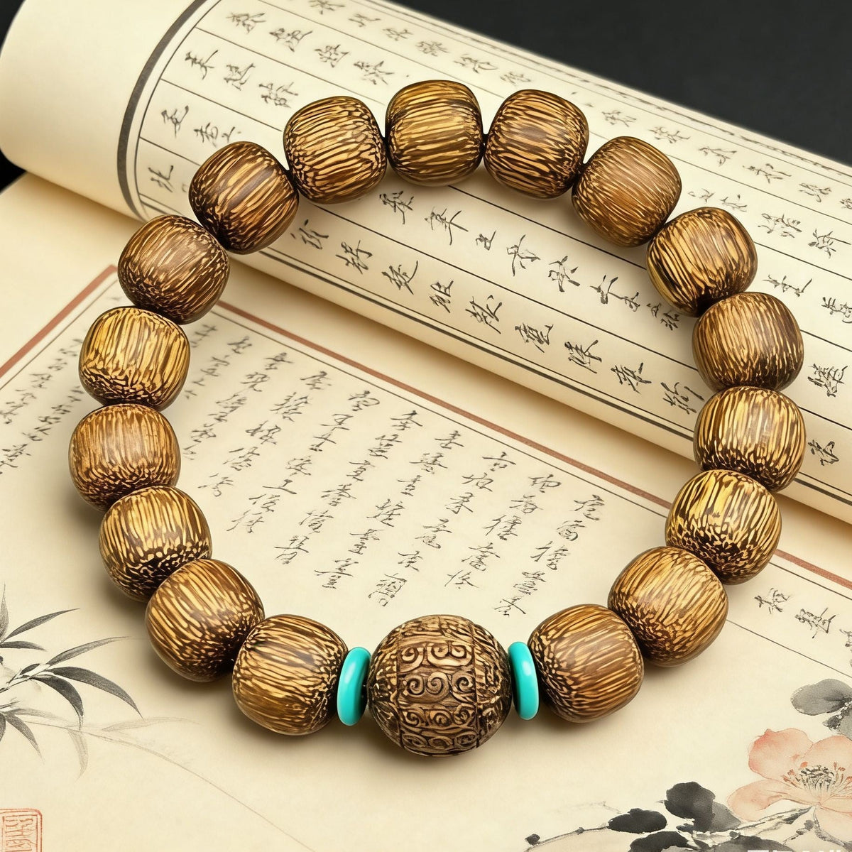 Women's & Men's Natural Nan Agilawood Round Beads Buddha Bracelet
