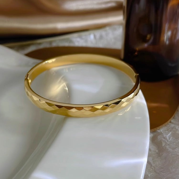 Wave Light Titanium Steel Female Gold Plated Card Bracelets