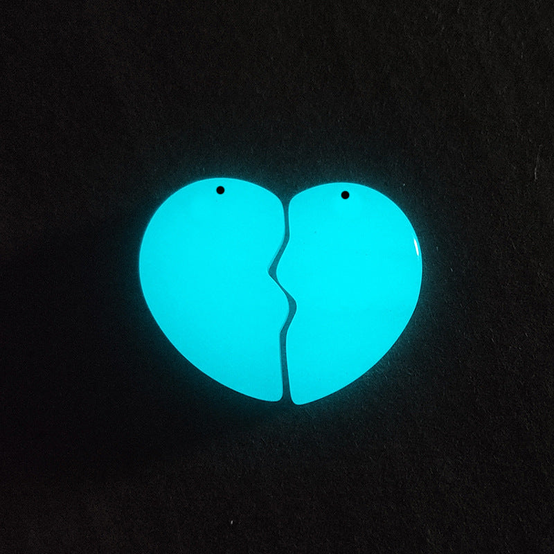 Bright Natural Glowing Stone Heart Luminous Couple Male Pendant