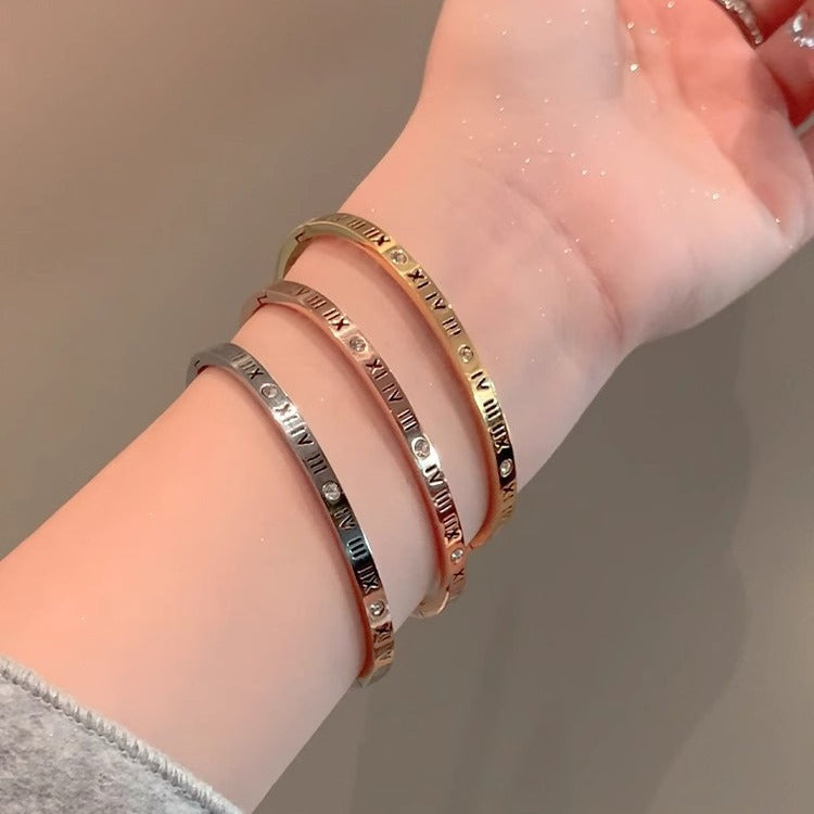 Women's Digital Titanium Steel Zircon Light Luxury Minority Bracelet