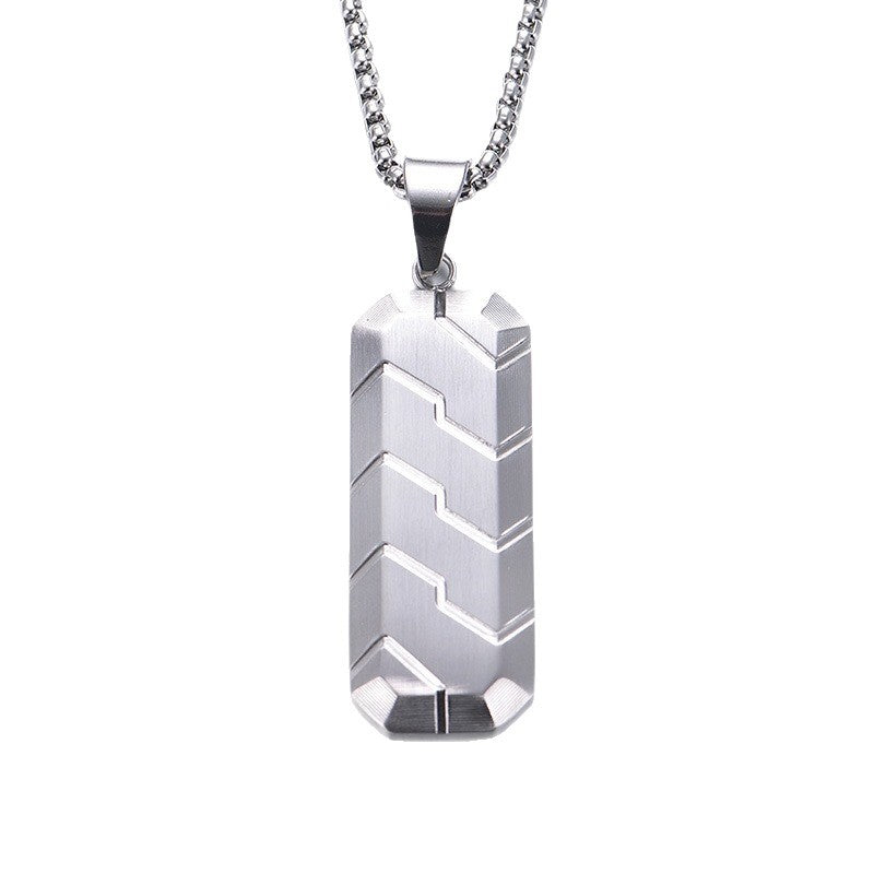 Men's Stainless Steel Geometric Tire Pattern Hip Hop Retro Necklace