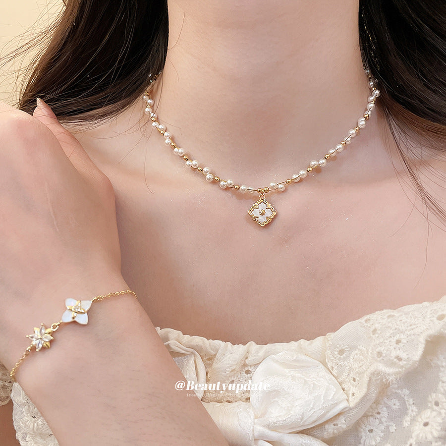 French Style Zircon Flower Pearl Exquisite Elegant Niche Light Luxury Bracelets