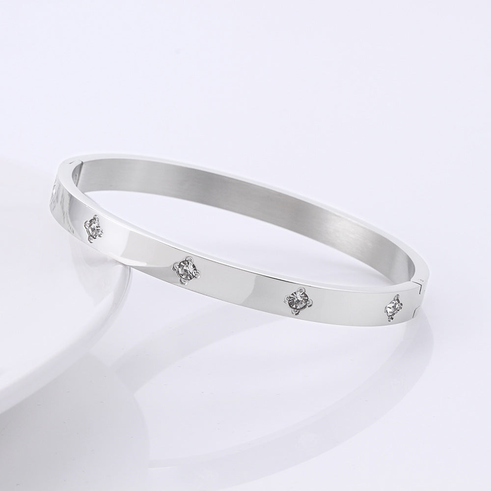Matching Personalized Zircon Titanium Steel Korean Bracelet