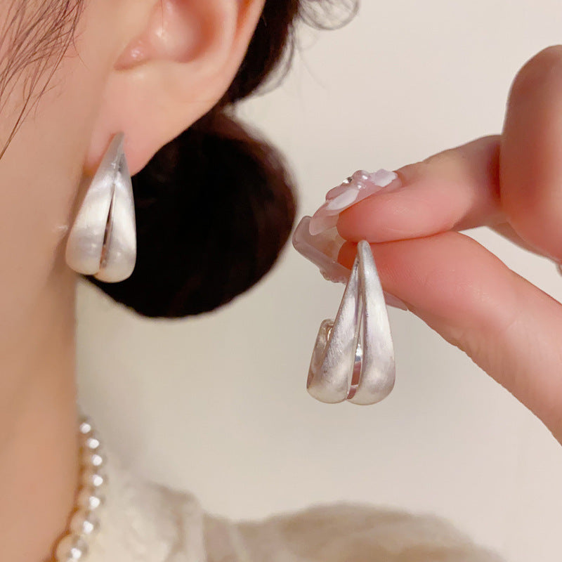 Double Layer Water Drop Female Niche Simplicity Earrings