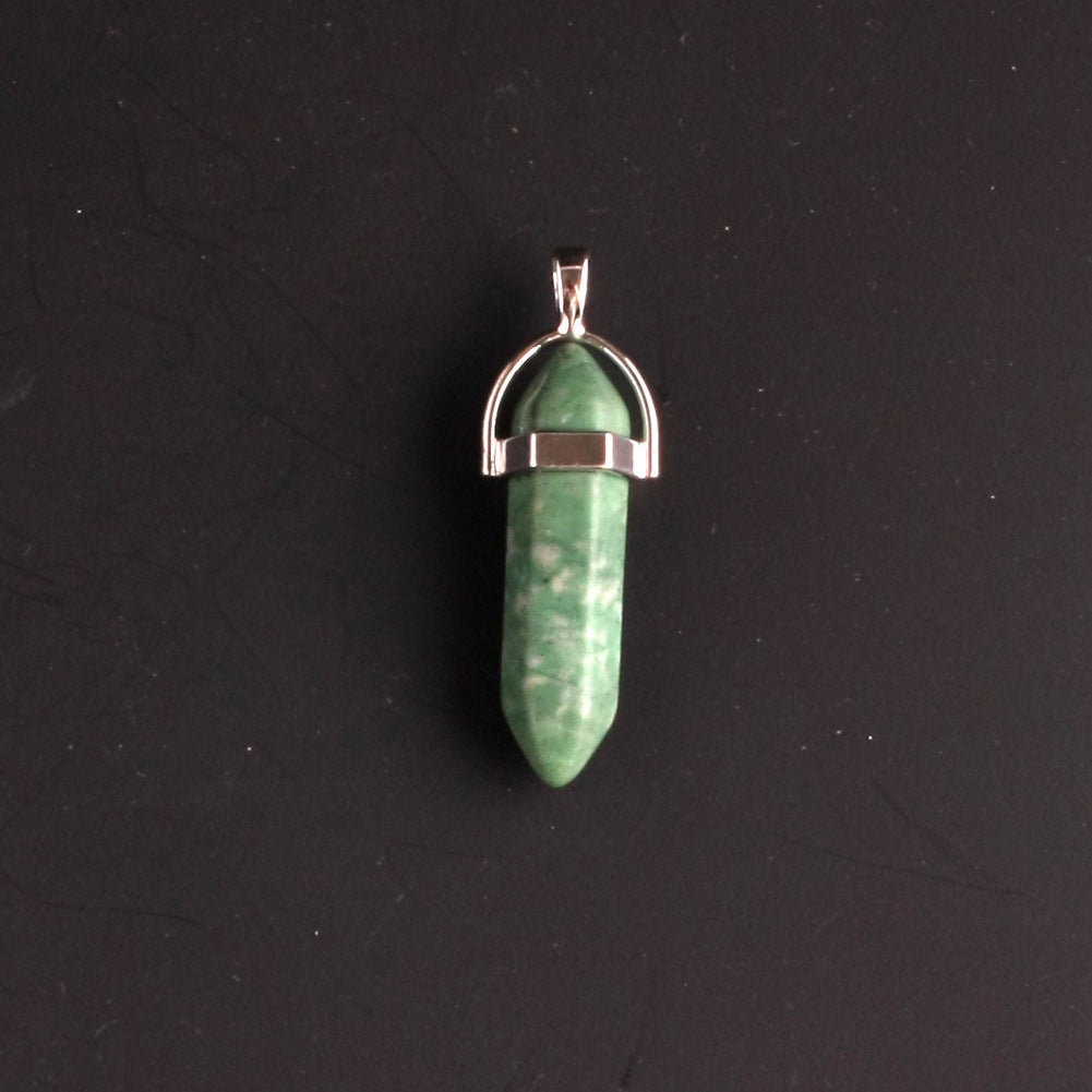Stone Crystal Agate Bullet Hexagon Prism Pendant