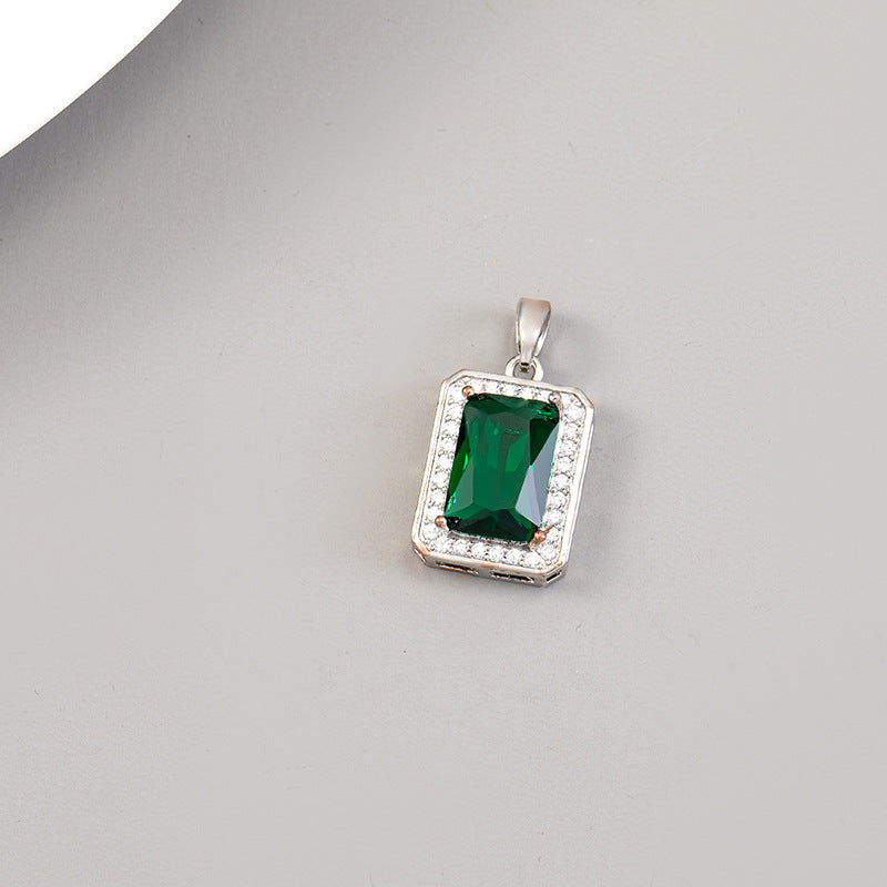 Cool Innovative Single Inlaid Square Gem Pendant