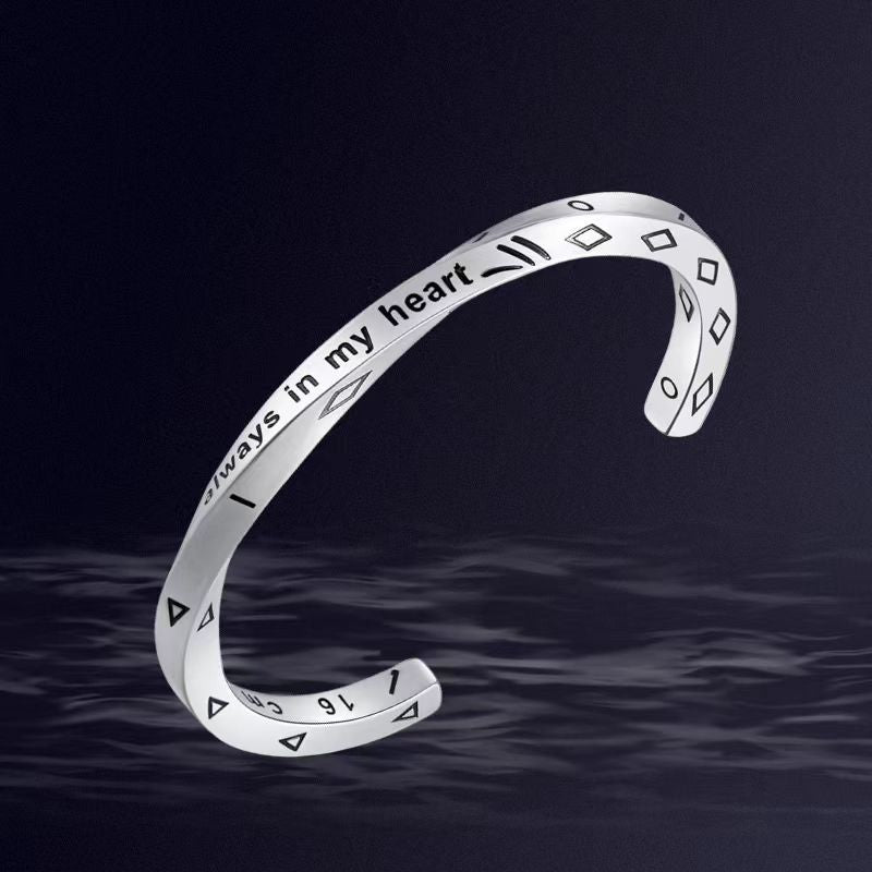 Women's Fashion Lettering Symbol Letter Titanium Steel Viking Bracelet