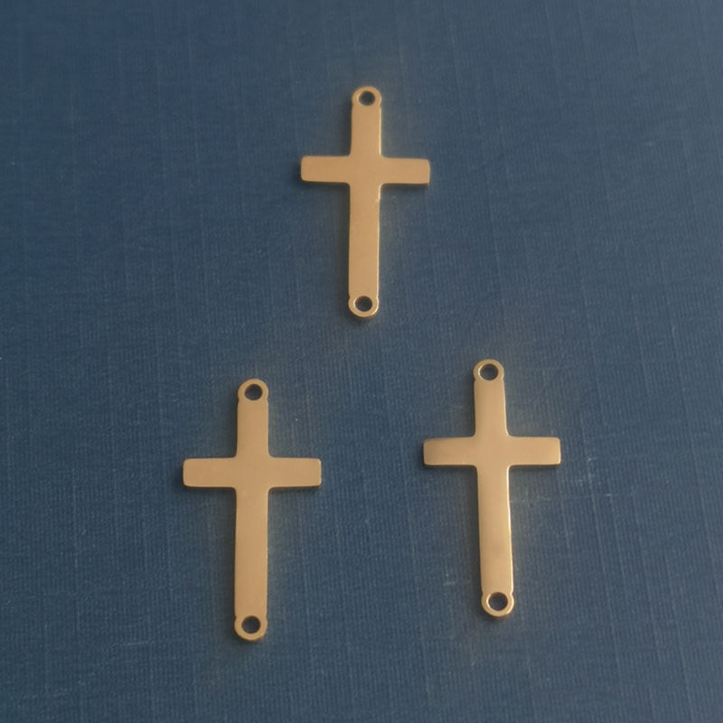Double Hole Cross Small Mirror Stainless Pendants