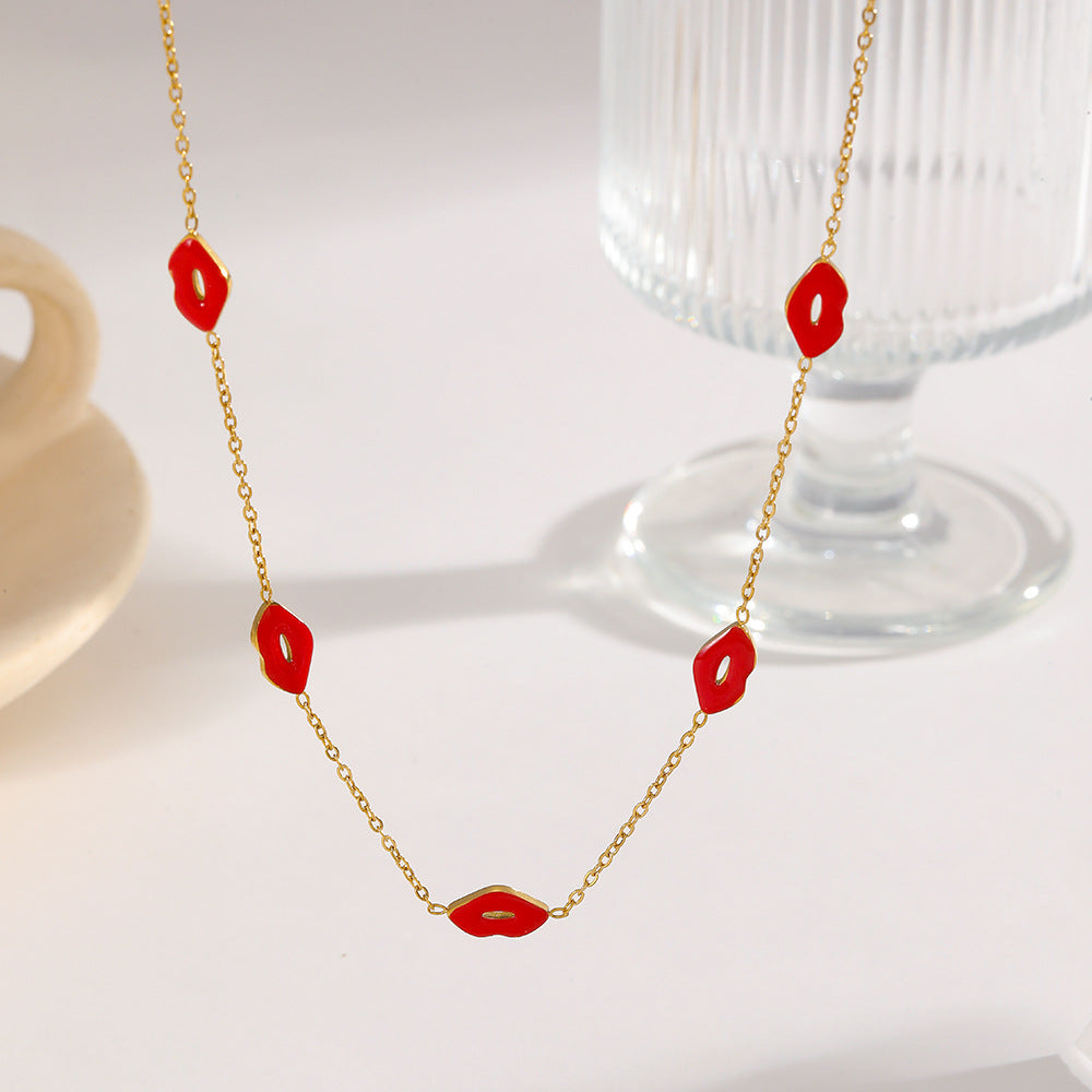 Lips Heart Temperament Wild Titanium Steel Clavicle Jewelry Set