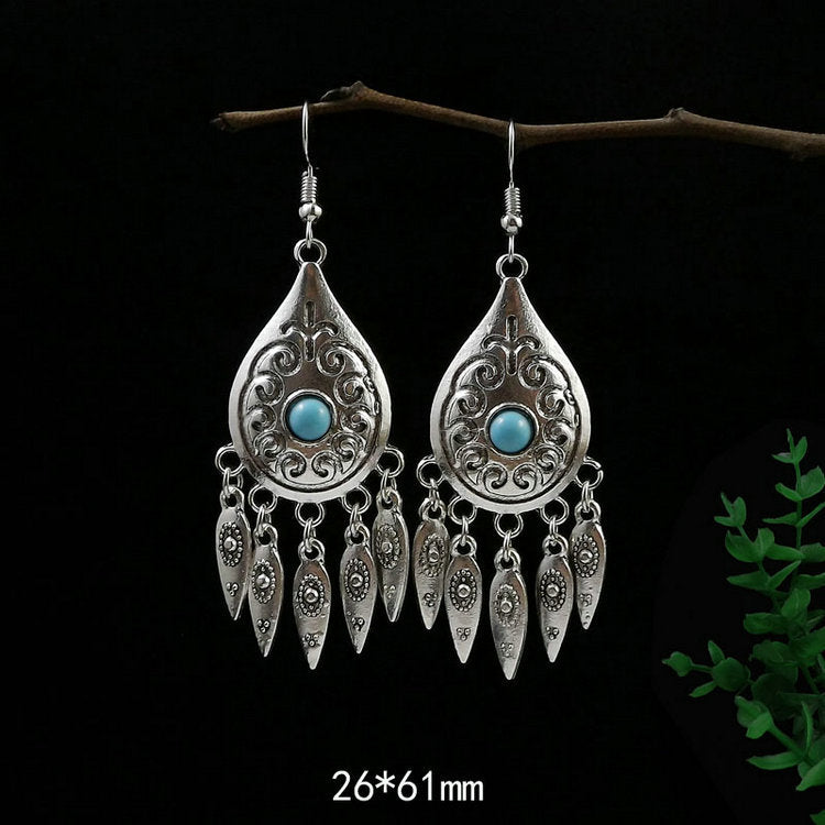Women's Tibetan Sier Miao Eardrops Classical Ethnic Style Earrings