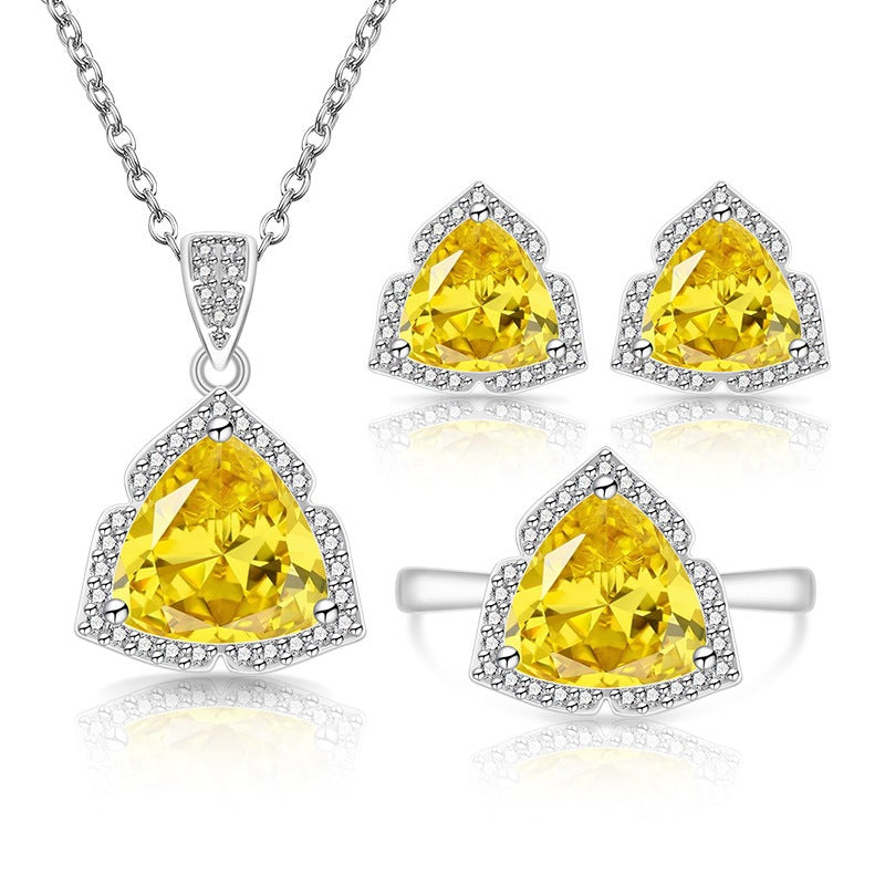 Women's Live Broadcast Fashion Temperament Imitation Natural Colored Gems Zircon Jewelry Set