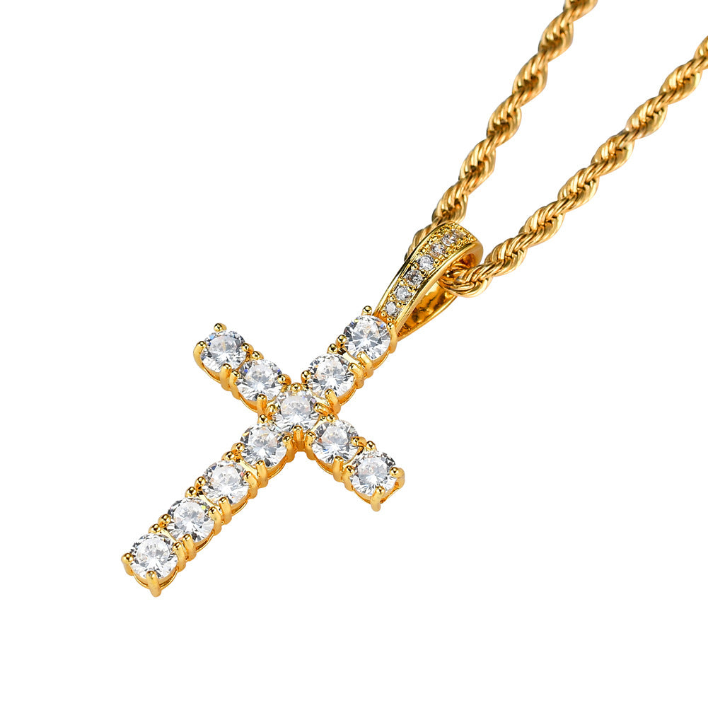 Women's & Men's Cross Hip Hop Ear Rap Personality Copper Inlaid With Pendant