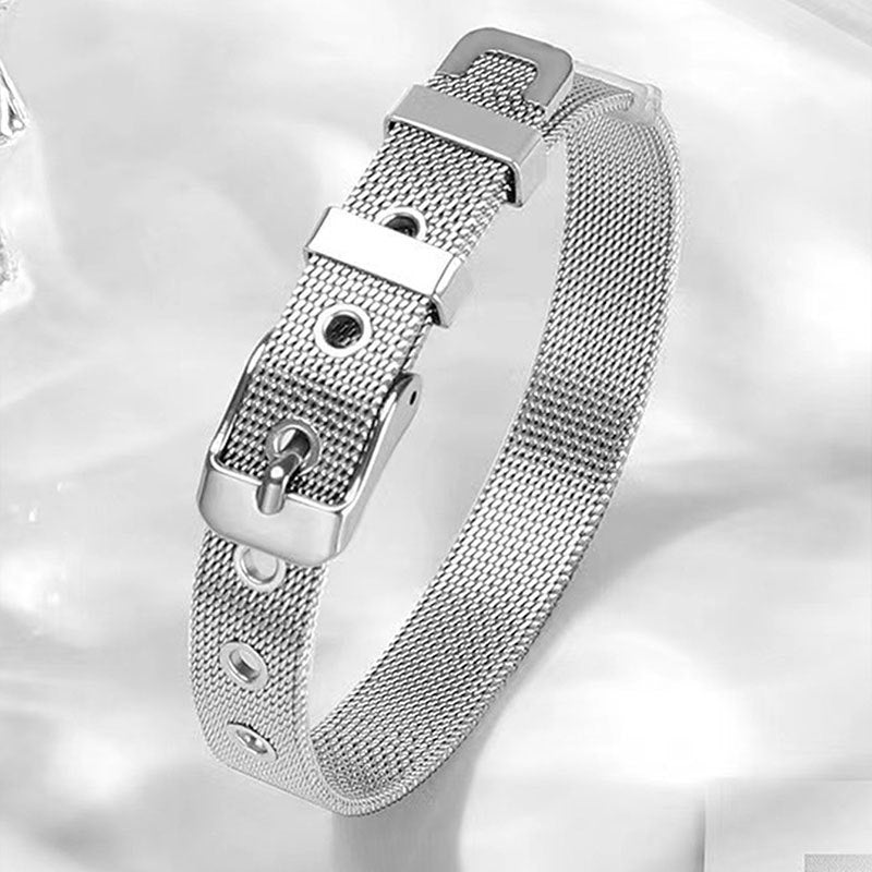 Men's Female Simple No Color Fading Mesh Strap Light Luxury High Bracelet