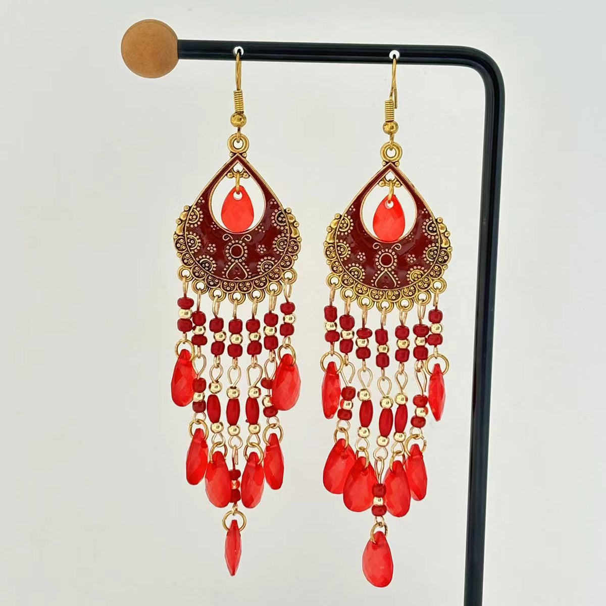 Women's Bohemian Seaside Holiday National Style Crystal Exaggerated Earrings