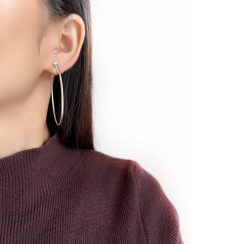 Exaggerated Large Hoop Sier Needle Personalized Classic Rotation Mosquito Ear Clip