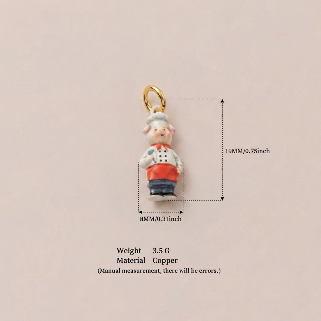 Cartoon Little Animal Piggy Chef Lion Teacher Pendant