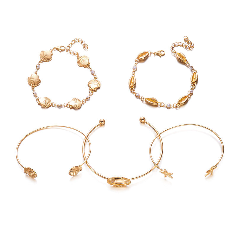 Bohemian Holiday Female Summer Beach Starfish Shell Brace Bracelet