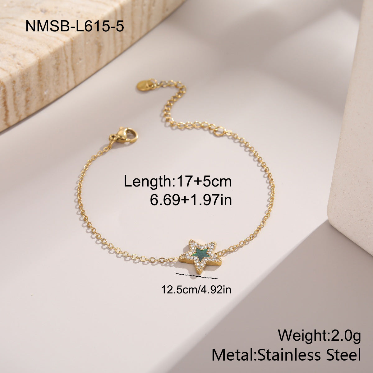Women's Pentagram Zircon Design Simple Graceful Bracelets