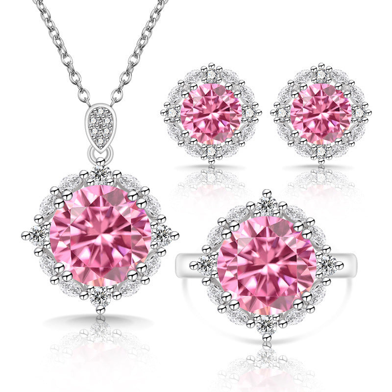 Women's Live Broadcast Colored Gems Luxury Gemstone Jewelry Set