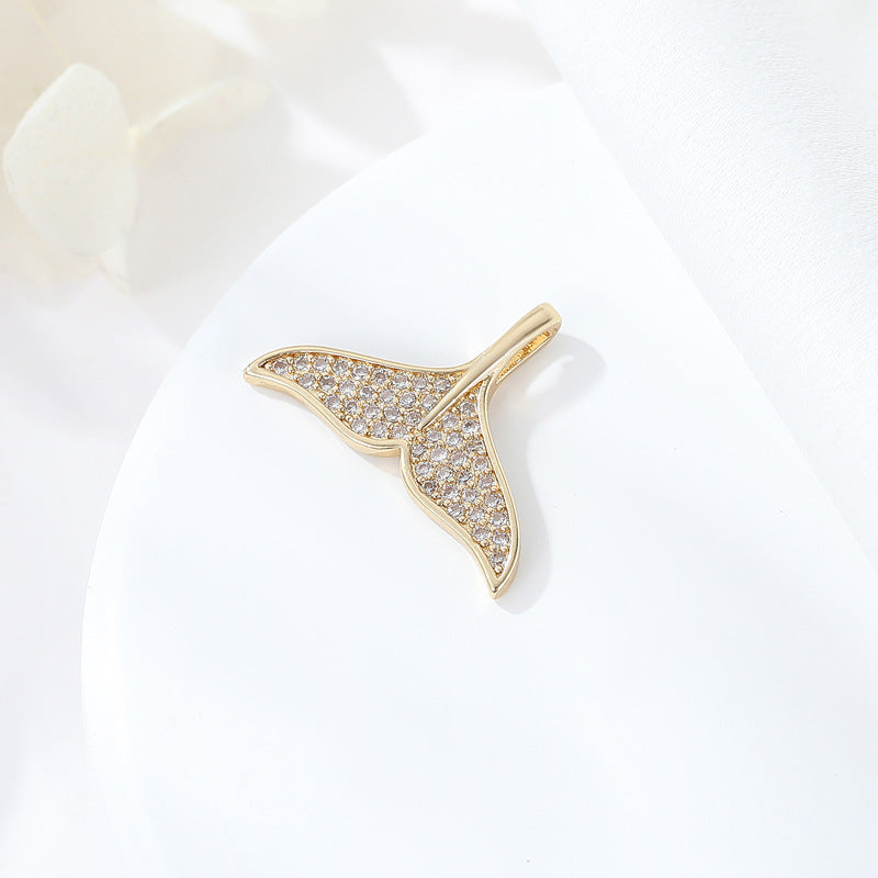 Copper Plating Zircon Small Cute Fishtail Pendants