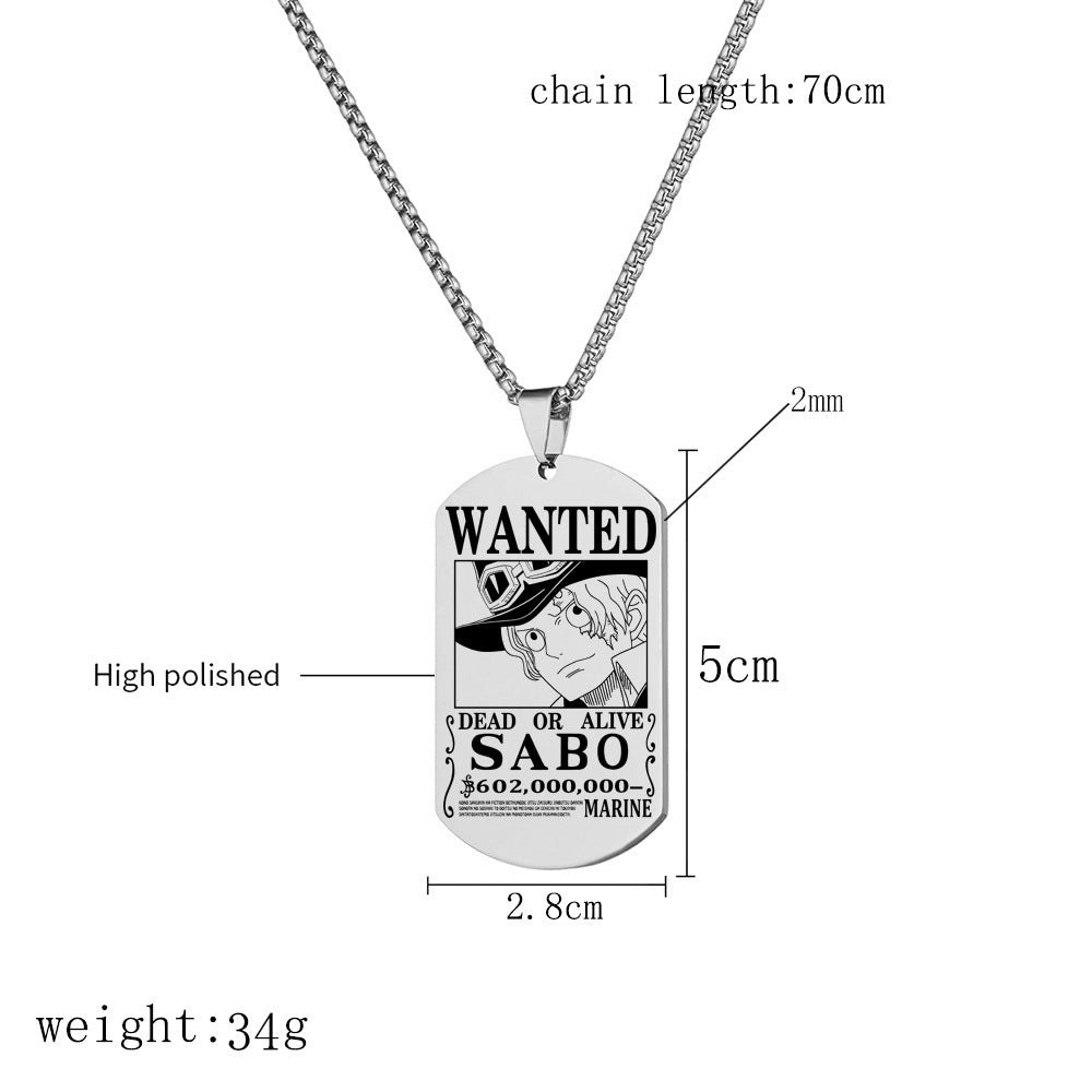 Wanted Order Dog Tag Lettering Sea King Necklaces