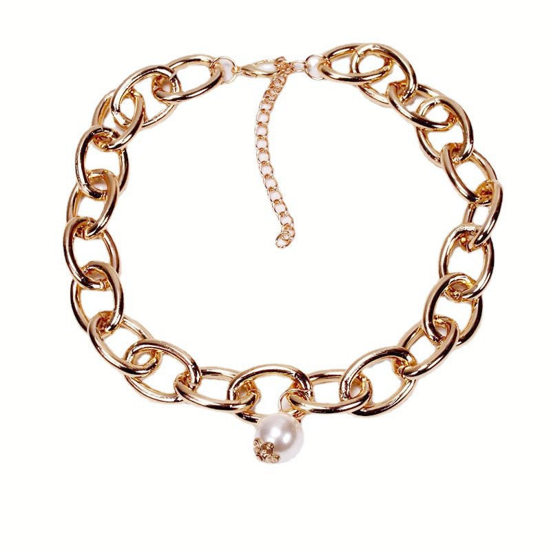 Ornament Elegant Pearl Thick Chain High Necklaces