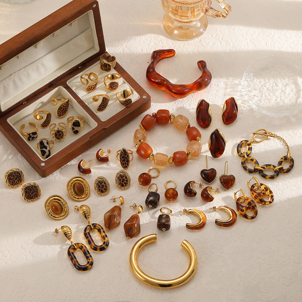 Elegant Resin Graceful Personality Style Amber Jewelry Set