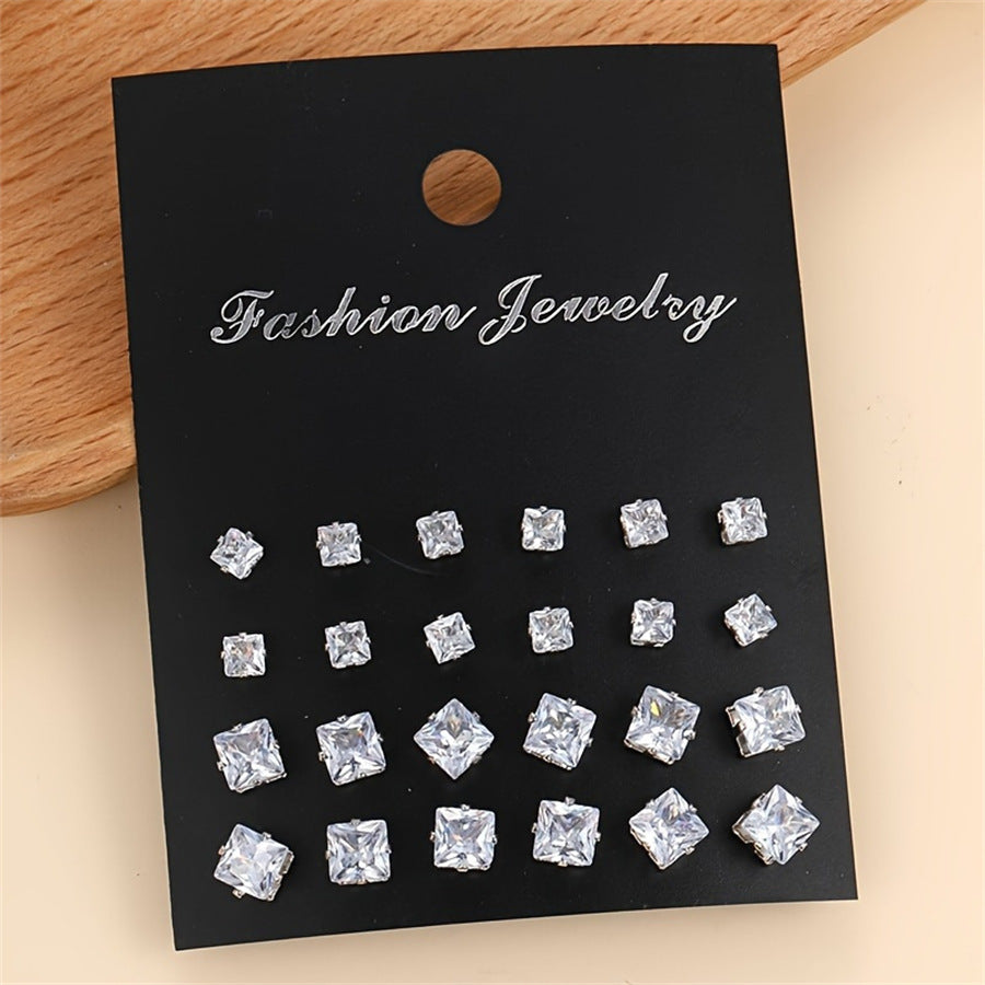Fashionable Diamond Super Flash White Square Rings