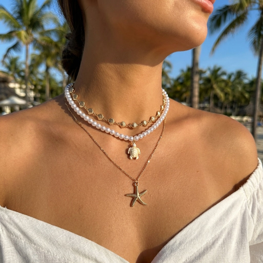 Ocean Wind Beach Shell Conch Collarbone Necklace