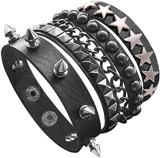 Wide Domineering Personalized Rivet Punk Street Bracelet