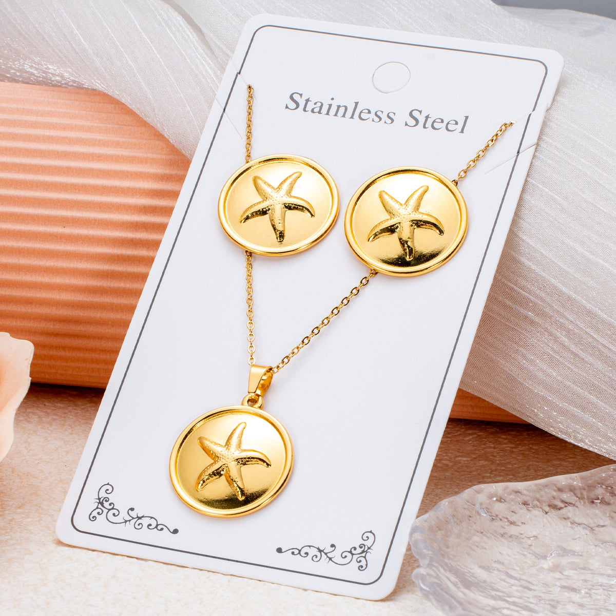 Series Stainless Steel Ear Light Luxury Jewelry Set