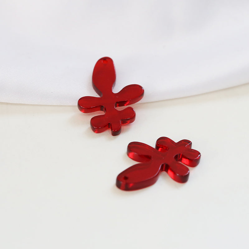 Illustration Line Tulip Flower Leaf Acrylic Handmade Earrings