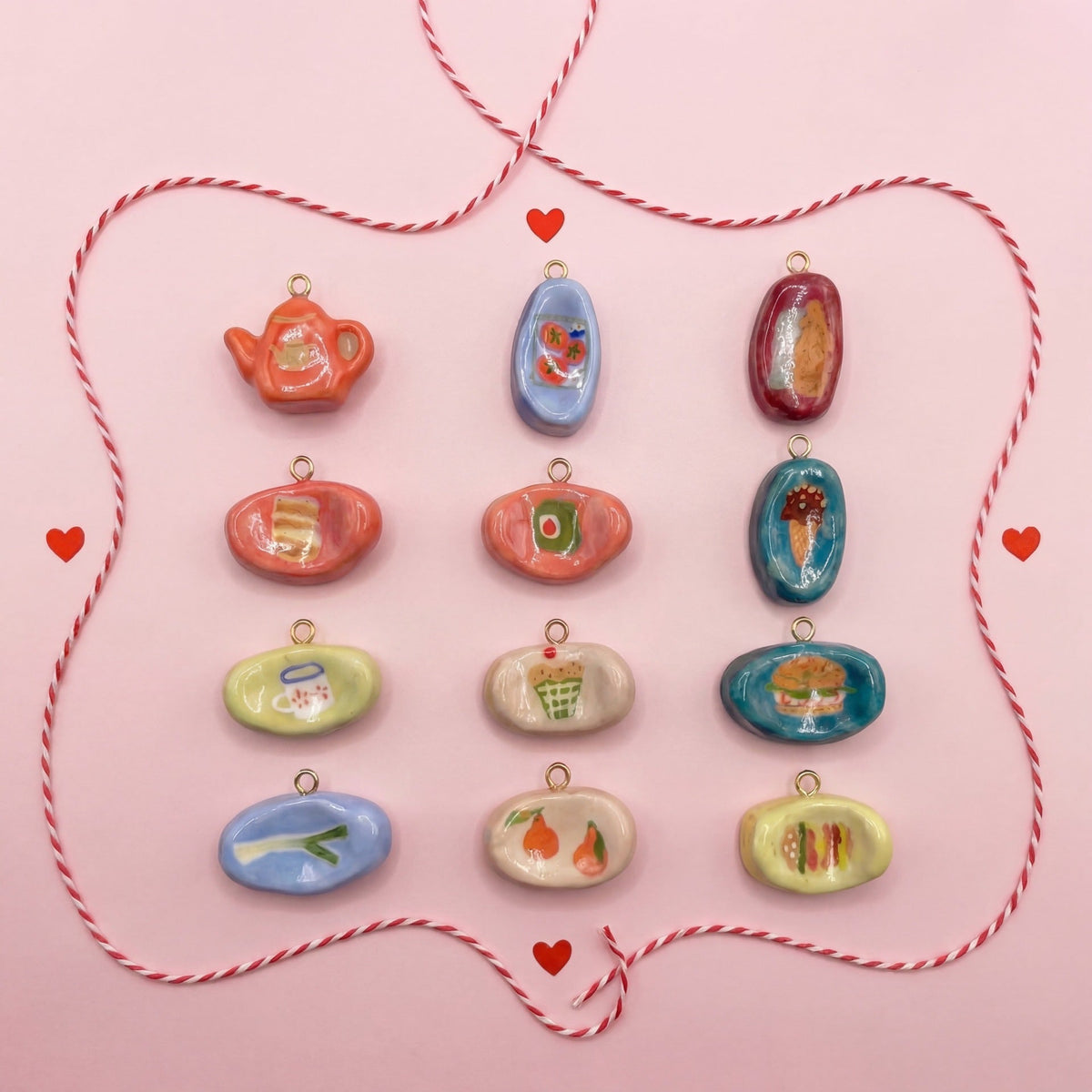 Personalized Gourmet Theme Teapot Hamburger Ice Cream Necklaces