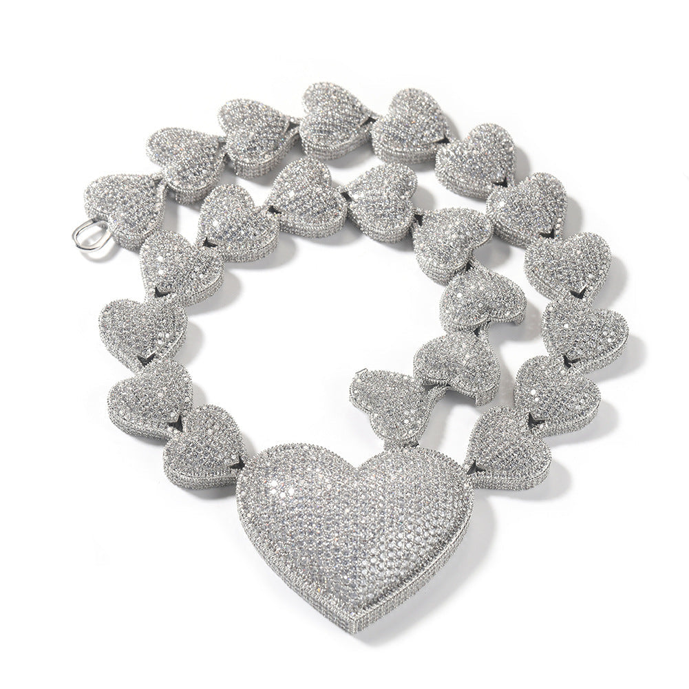 Heart-shaped Zircon Style Peach Heart Chain Necklaces
