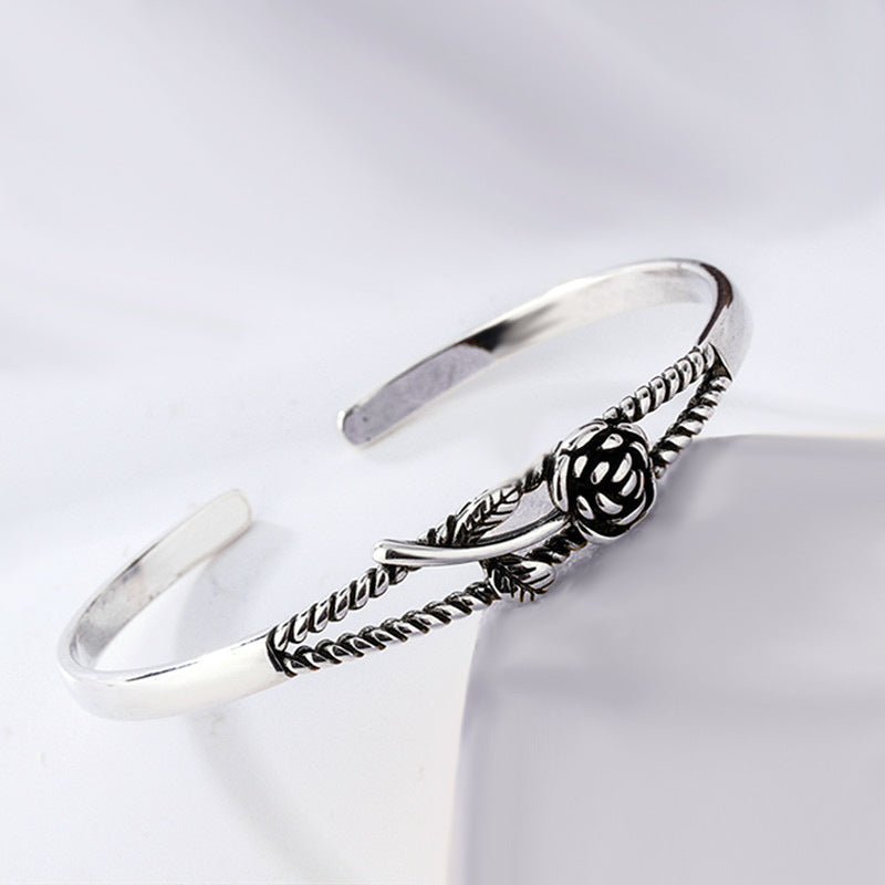 Rose Fashion Personality Sier Plated Flowers Bracelet