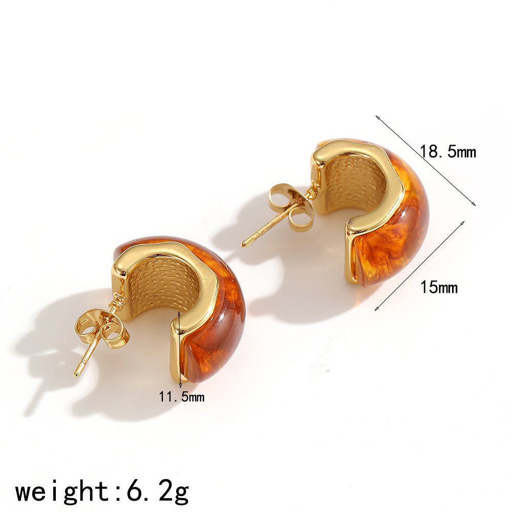 Elegant Resin Graceful Personality Style Amber Jewelry Set