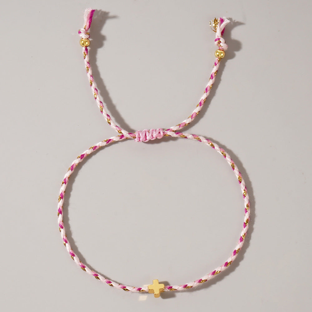 Women's Four-color Cotton Cross Handmade Carrying Strap Couple High Bracelet