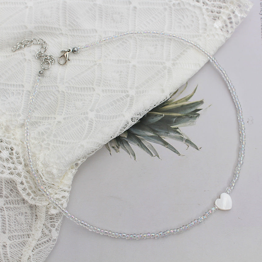 Heart Beads Stringed Color Clavicle Chain Necklace