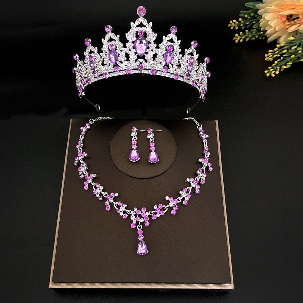 Bridal Headdress Crown Three-piece Wedding Rhinestone Rings