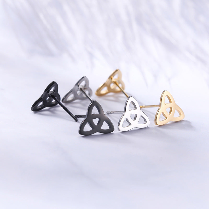 Cutting Real Gold Plating No Fading Allergy Celtic Knot Stud Earrings