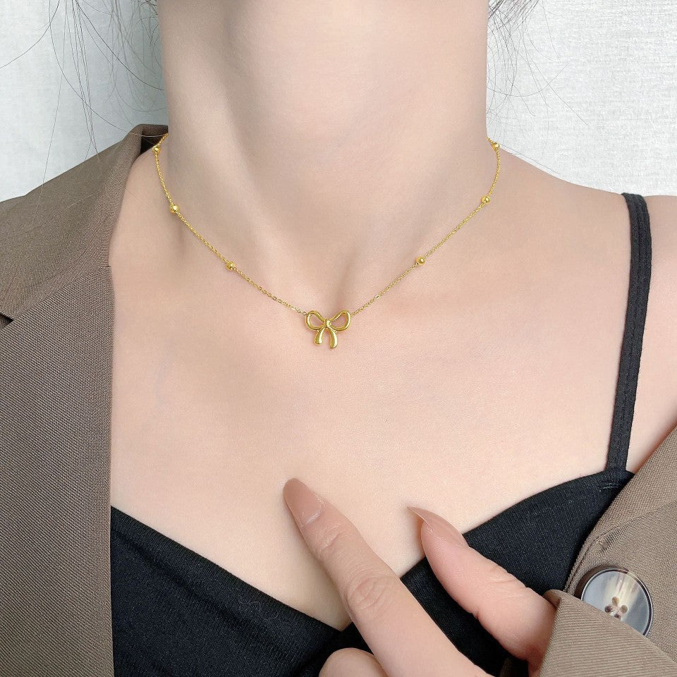 Women's Clavicle Chain Fashion Bowknot Titanium Steel Necklace