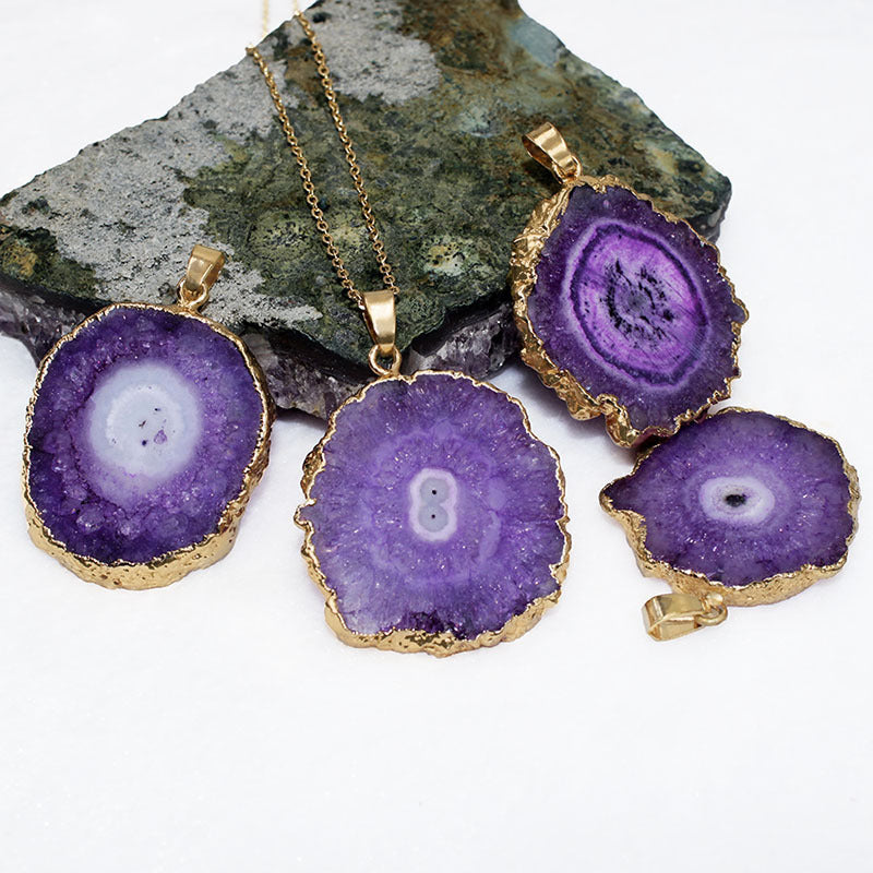Original Crystal Sunflower Natural Stone Agate Pendants