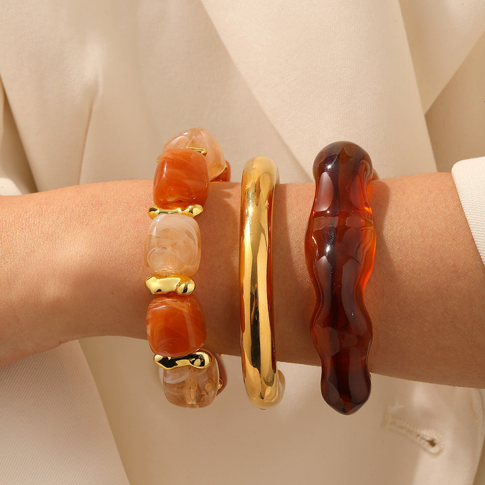 Elegant Resin Graceful Personality Style Amber Jewelry Set